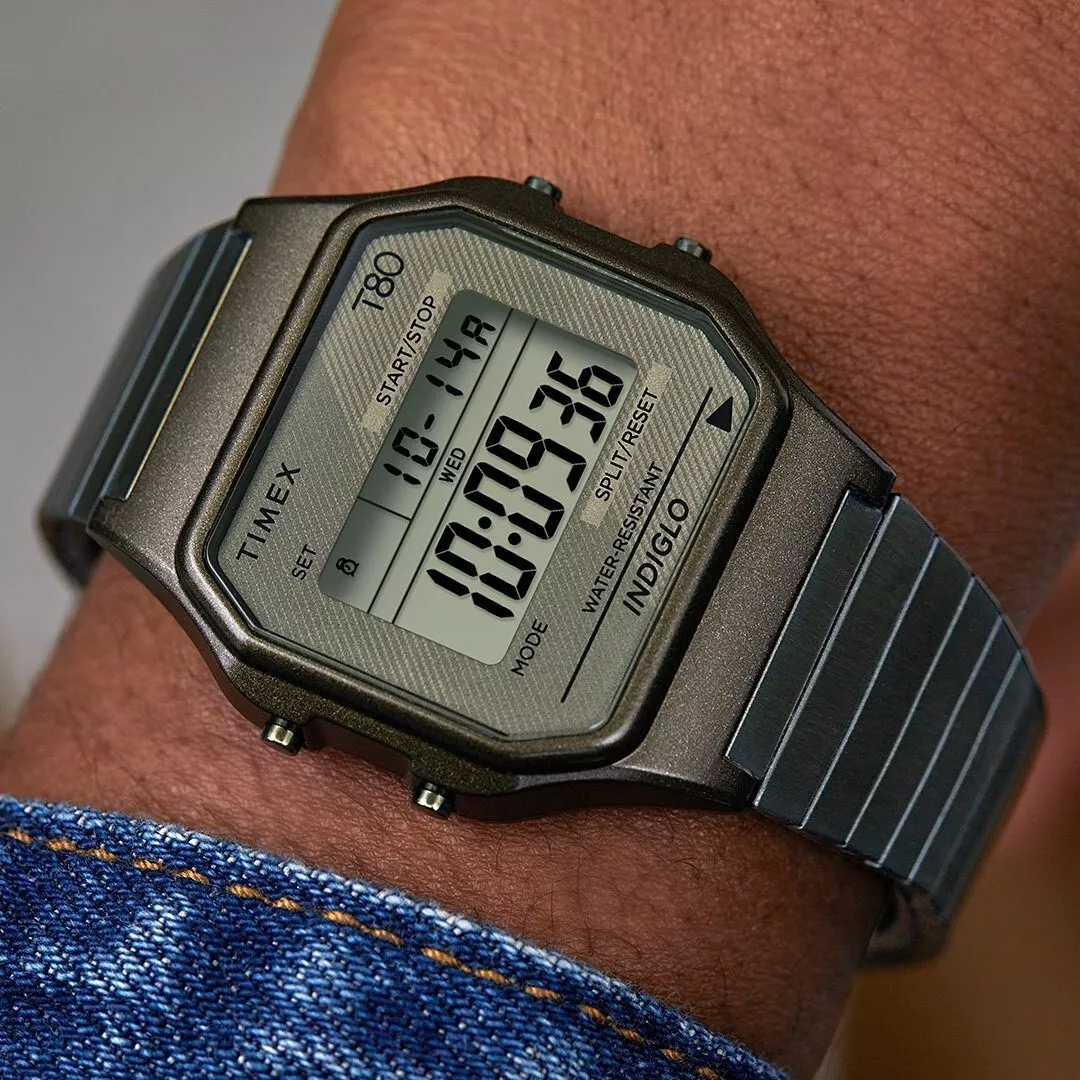 TIMEX Watch T80 INDIGLO Retro Design Olive Color TW2U94000