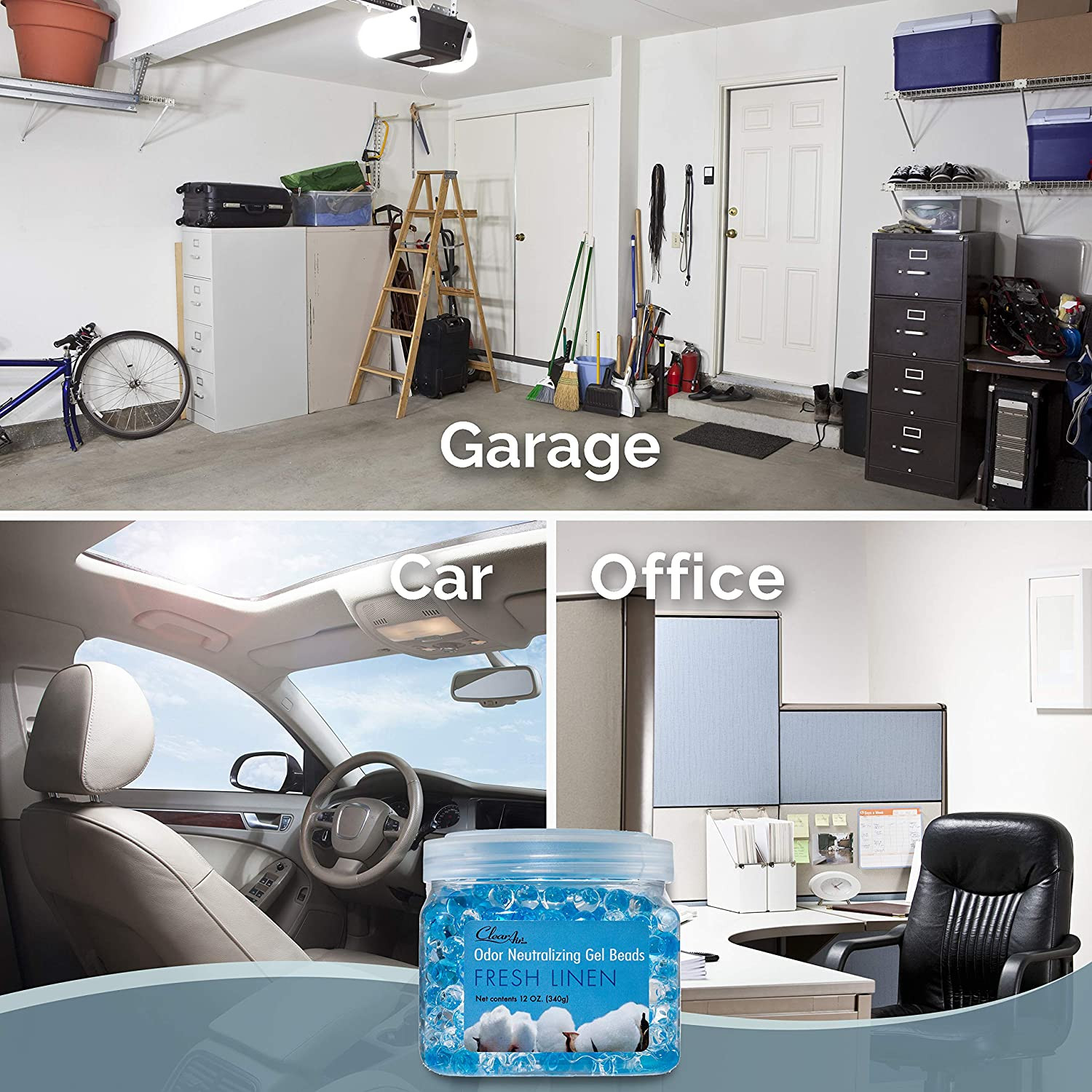 Clear Air Odor Eliminator Gel Beads - Hawaiian Breeze Scent - 12 Ounce - 2 Pack