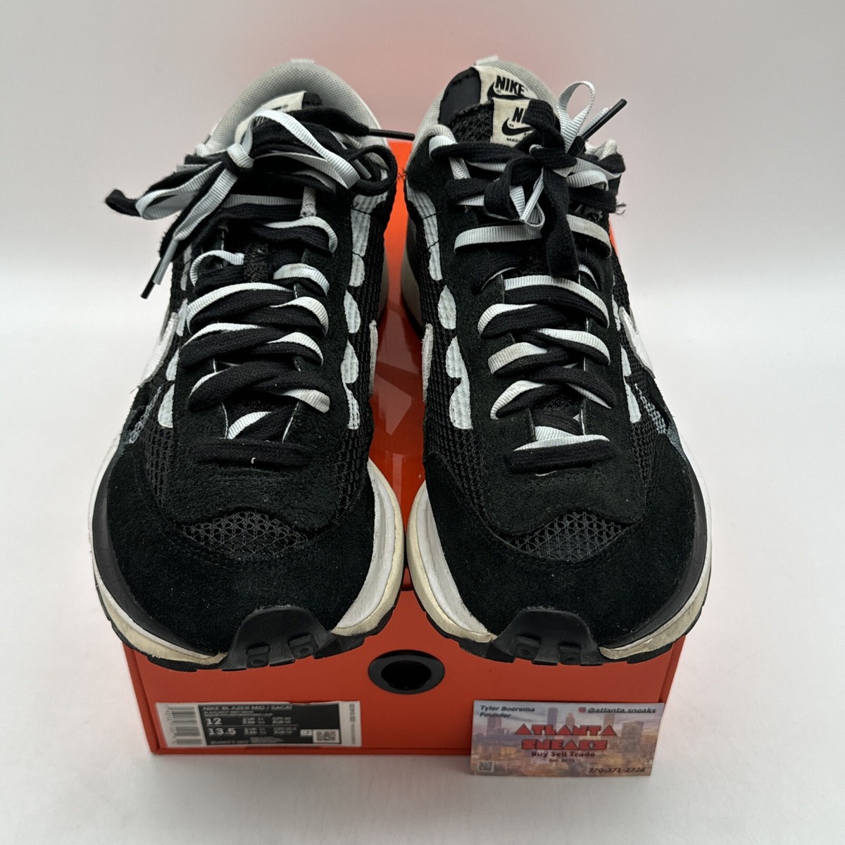 Size 12 - Nike sacai x VaporWaffle Black White Leather See Size 12 - Nike sacai x VaporWaffle Black White Leather See