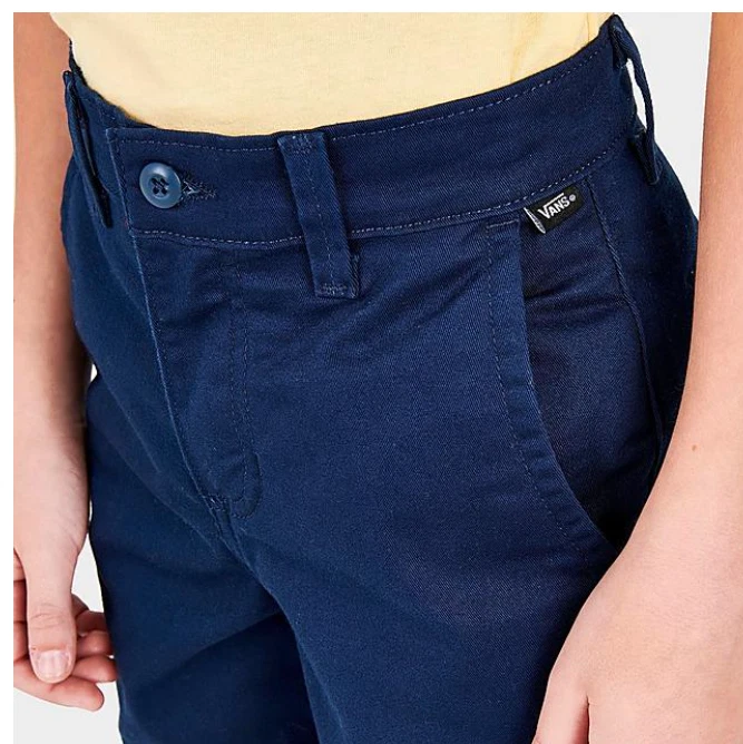 Shorts chino VANS Off the Wall meninos jovens 26 polegadas cintura sarja rua azul escuro - Imagem 4 de 4