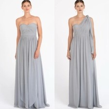 Jenny Yoo Women Aidan Grey Chiffon Convertible Maxi Bridesmaids Dress 8