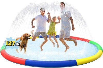 10.5 foot Large Splash Pad for Kids, Non-Slip, Easy Set-up, Colorful 127 inches!
