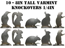 1/4IN 22LR Steel Shooting Targets - Varmit Animal Silhouette Knockovers 5pc Set