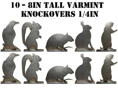 MAGNUM TARGET 1/4IN 22LR Steel Shooting Targets - Varmit Animal Silhouette Knockovers 5pc Set