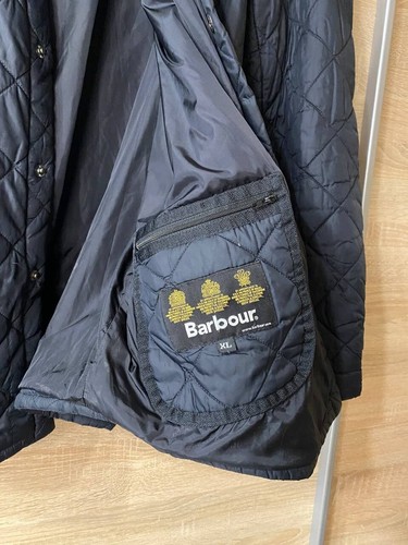 BARBOUR Mens Jacket Akenside model Navy Blue Quilted coat popper fasten size XL - Picture 5 of 7