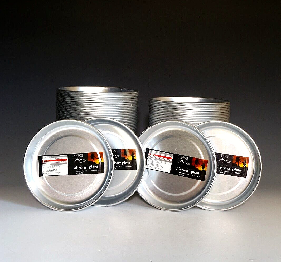4 placas/platos de aluminio ligero Tesco 7 pulgadas de diamante. - Catering para camping