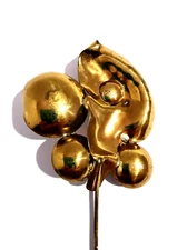 Brutalist Modernist Pin Brooch Abstract Design Hat Pin Brass Metal Handmade Art