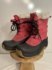 LANDS' END Pink Suede Black Waterproof Snow Winter Boots Size 7/8