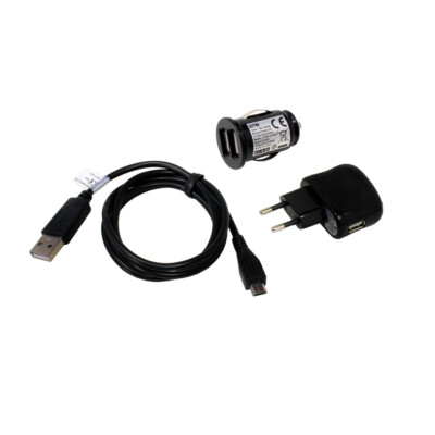 Zubehörset kompatibel mit Tiptel Ergophone 6181, Dual USB Kfz Adapter, 2000mA