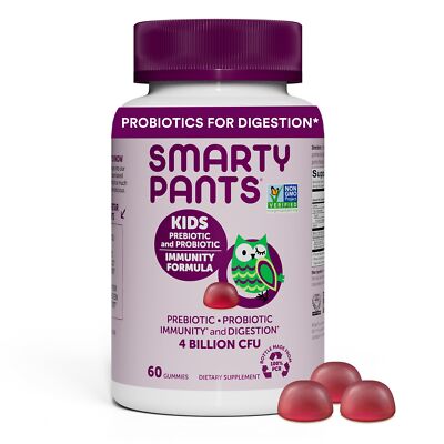SmartyPants Kids Probiotic Gummies 60 Count Grape Flavor Immunity & Digestion