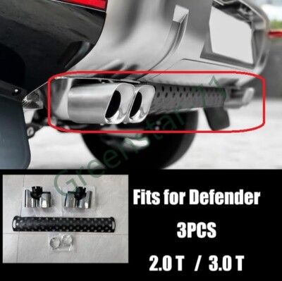 3PCS Silver  Khan Look Exhause Pipe fits for LR Defender 130 2020-2025 Tailpipe