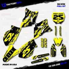 Black & Yellow Slick Graphic Kit fits Yamaha Yz125 Yz250 06-14 Plates YZ 125 250