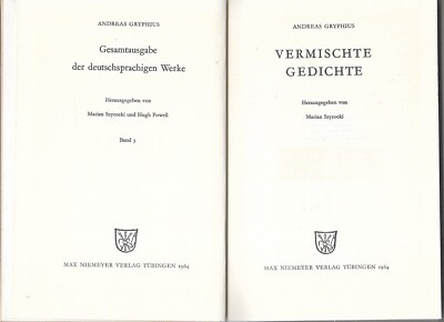 Andreas Gryphius Vermischte Gedichte Werke 3 1963