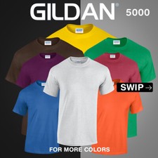 Gildan Plain Cotton 100 Heavy Men's T-Shirt Short Sleeve 5000 New Casual S-3XL