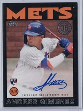 2021 Topps Update 1986 Black Autograph Andres Gimenez #77/199 New York Mets