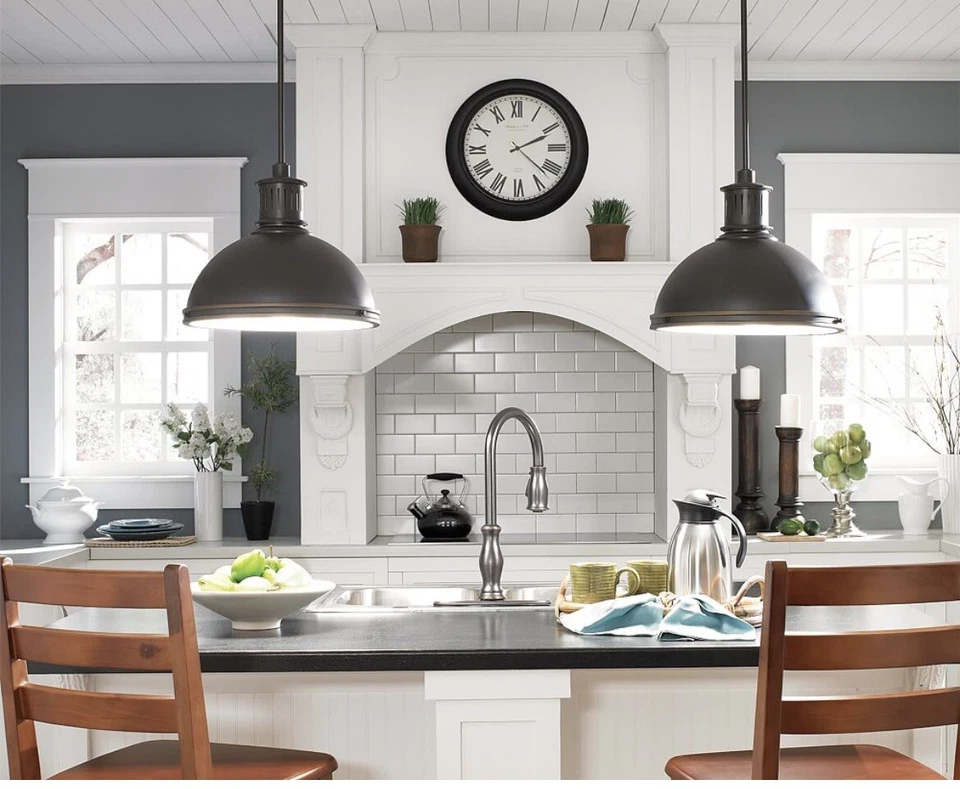 Set of 2 Pottery Barn June Pendant Light, Large 3 Light, Bronze. - Image 2 of 3