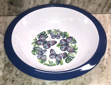 Melamine Butterflies Blue/Green-12”Large Snacks,Salad,Fruit Serving Bowl-Beach
