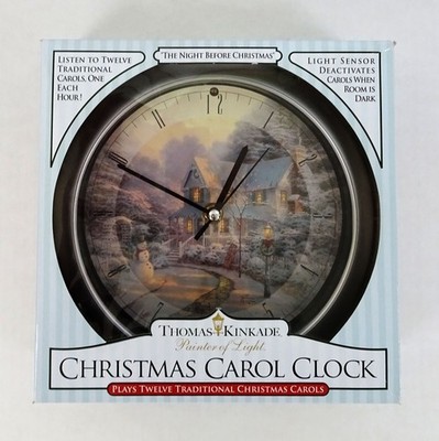 Thomas Kinkade Painter of Light Christmas Carol Wall Clock Musical Vintage 2004