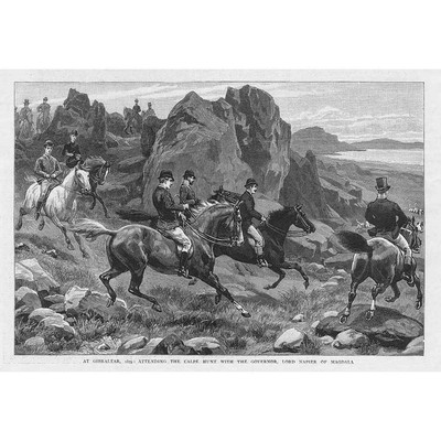 GIBRALTAR die Calpe Jagd mit Lord Napier - Antikdruck 1893