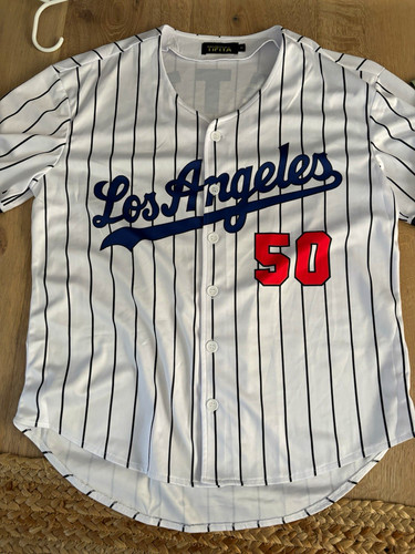 TIFIYA Los Angeles Dodgers Mookie Betts #50 White Pinstripe Baseball Jersey S