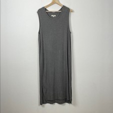 Madewell Gray Sleeveless Jersey Pullover Women's L Stretch Slit Maxi Tank Dress