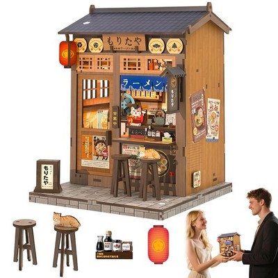 Japanisches Miniatur Ramen Shop Book Nook Kit Holz DIY Modell mit LED Licht