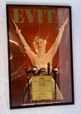 "Evita" Broadway Theatre 22”x14” Poster Patty Lupone framed black metal glass