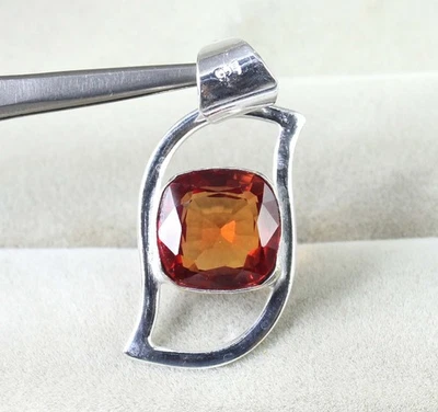 Anhänger Cushion Padparadscha Orange Saphir 12,35 Ct Echtheit AGI 925 Silber - Bild 1 von 4
