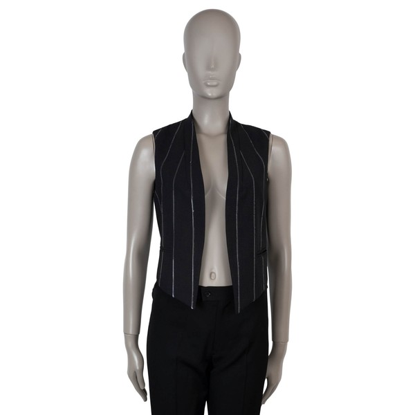 Grey 2016 Sequined Striped Vest Jacket 42 M