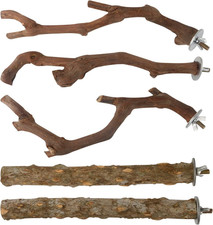 5PCS Bird Perch Stand Natural Wooden Parrot Stand Branch,3 Grape Wood Perch