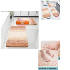 Arotive 2 Piece Bathroom Rugs 30x20 24x16 Peach Microfiber Non-Slip