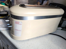 KITCHEN AID CREAM SILVER LONG SLOT NARROW TOASTER kitchenaid wide bagel defrost