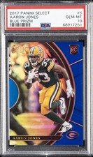 2017 PANINI SELECT BLUE PRIZM #5 AARON JONES ROOKIE RC /149 PSA 10