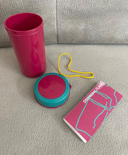 1 Tupperware großer Schlumpf Trinkbecher-Flasche Becher rot pink 300ml Gebraucht