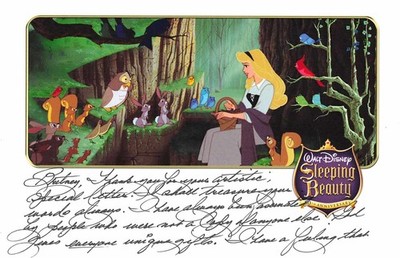 Mary Costa Signed Sleeping Beauty 50th Anniversary Card w/ Note 2009 Disney RARE