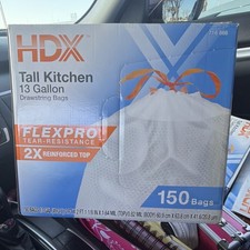 HDX Tall Kitchen 13 gal Drawstring Tear-Resistant Bags 2X Reinforced 150 Pack