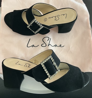 LaShoe   Walbusch Pantolette Mule 39 schwarz Wildleder Strass Bling Hallux NEU