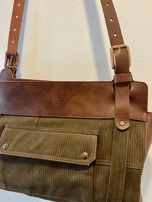  Rare Vintage D&G Brown & Green Satchel/Crossbody. The ultimate ''cool girl'' find