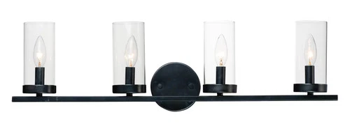Maxim Sentinel 4-Light Bathroom Vanity Light in Black - Picture 1 of 2
