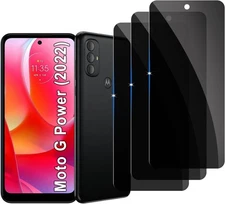 3 Pack Privacy Tempered Glass Screen for Motorola Moto G Power 2022, Anti-Spy