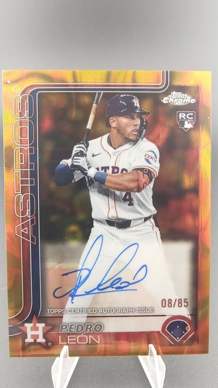 2025 Topps Chrome Pedro Leon /85 Gold Lava Refractor Rookie Auto #RA-PL