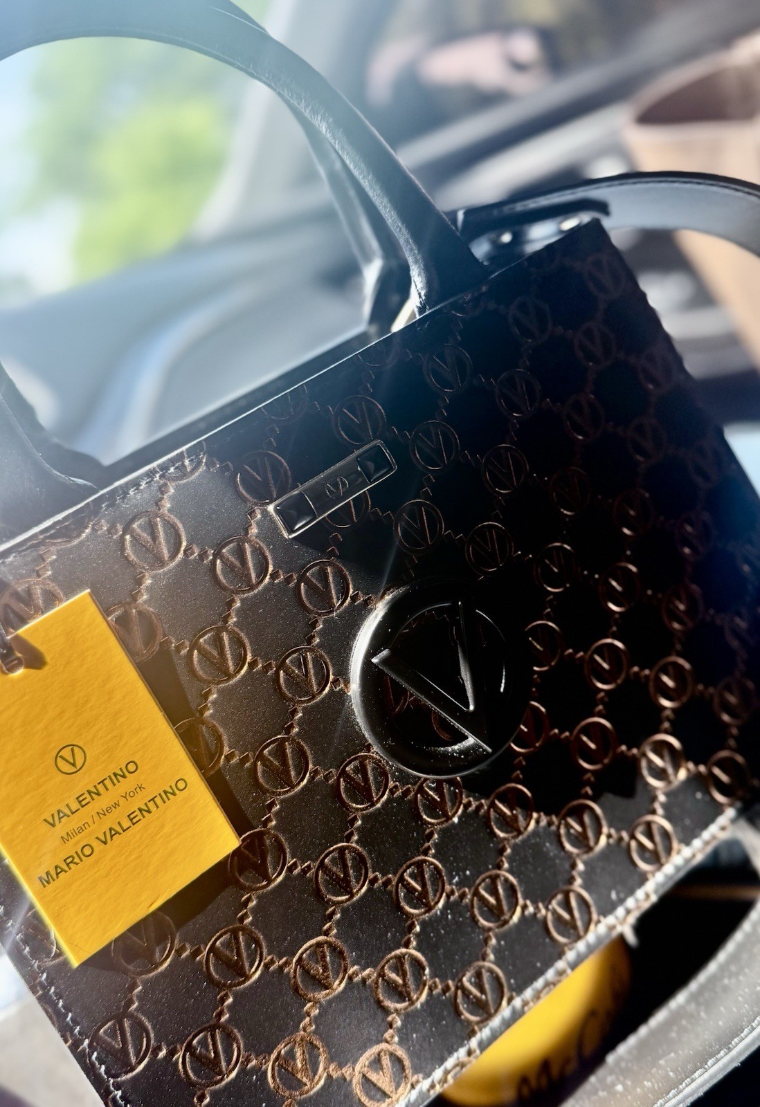 Valentino by Mario Valentino Marie Brown Monogram Leather Tote NWT MSRP $995