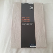 M&S Bedding Natural Pure Linen Double Extra Deep Fitted Sheet Marks and Spencer