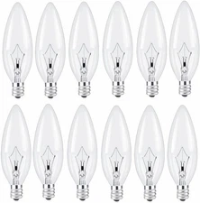 Candle Light Bulbs, 60W Candelabra, B10 Clear Base Bulb with Warm White 2700K 12