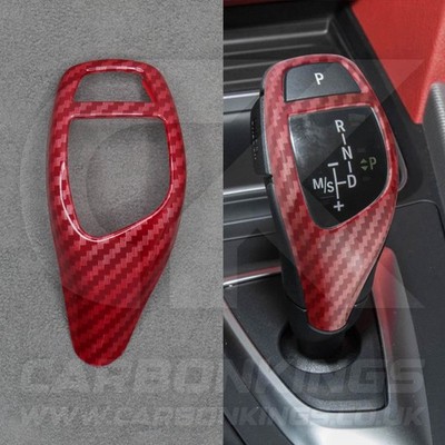Rot Kohlefaser Stil Schaltknauf Abdeckung Verkleidung BMW F30 F20 F10 F15 F25 X5 X3