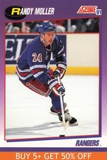 1991-92 Score American #79 Randy Moller New York Rangers Hockey