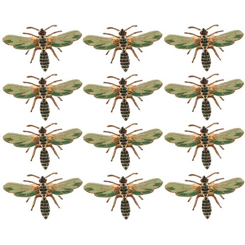 12 Pz Libellula Tovagliolo Fibbia Tovagliolo Lega Verde Insetto Libe5429
