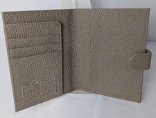 Full-Grain Leather Wallet Travel Wallet Passport Compact Holder Beige New