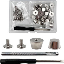 24 Pack Silver Rivets Stud Handbag Purse Feet 3/8 inch Flat Head Metal Solid ...