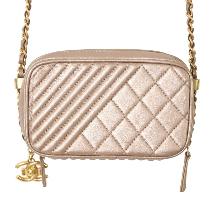 CHANEL Coco Mark Leather Shoulder Bag in Beige A7529